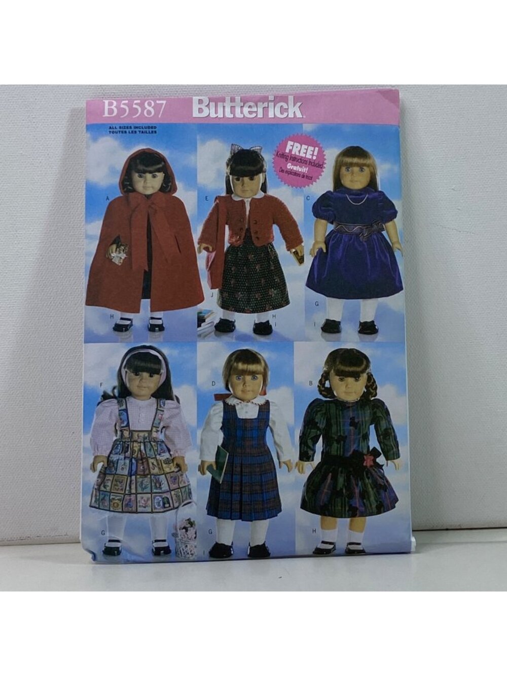 Butterick B5587 18 Inch Doll Pattern Dress Sweater Jumper Cape American Uncut